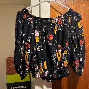 Off the shoulder crop top with flower design